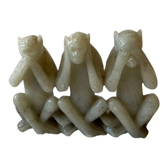 Chinese Craved Soapstone See No Evil-Speak No Evil- Hear No Evil Monkeys - Picture 3 of 6